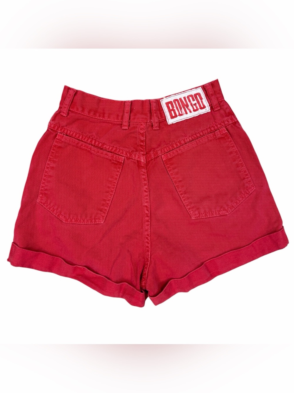 Vintage Bongo High Waisted Button Fly Red Denim Shorts